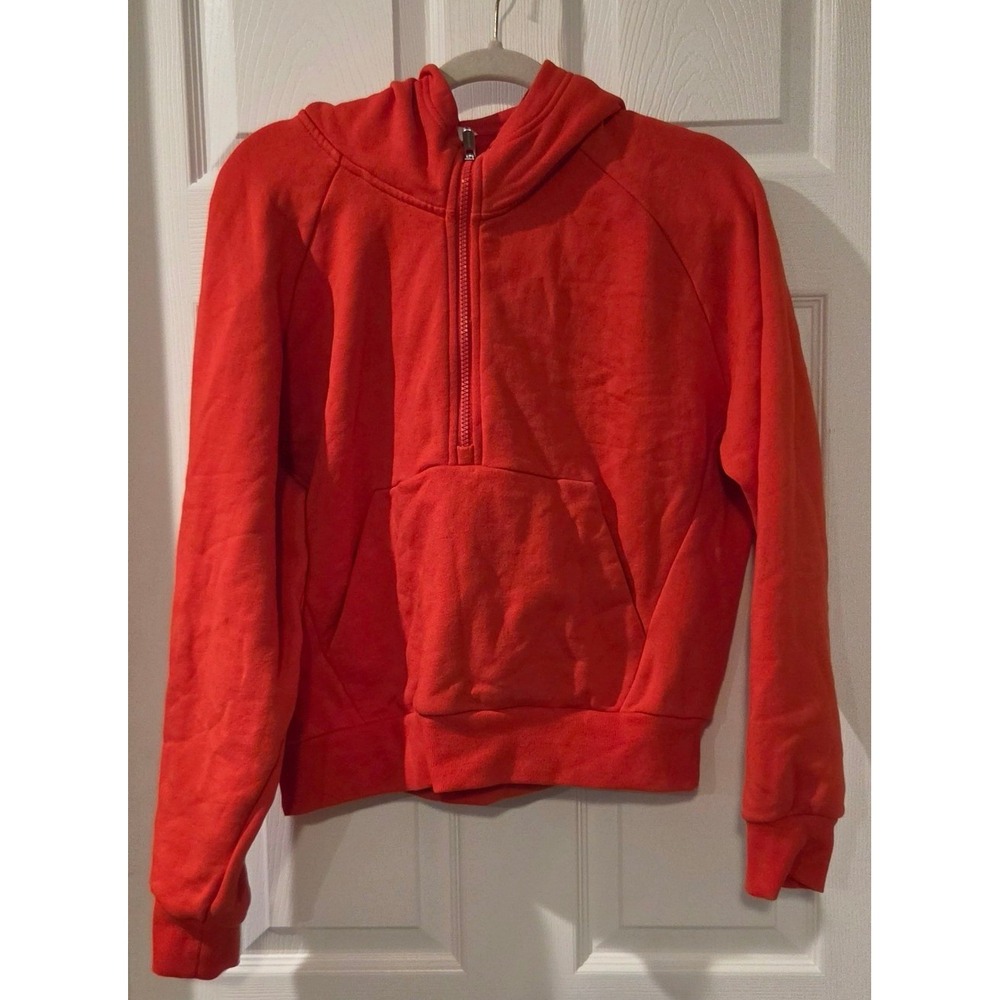 Athleta Forever Fleece 1/2 Zip Hoodie Womens Medium Tomato Red FA24 473713